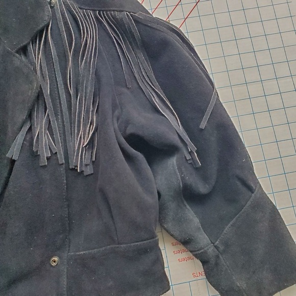 Black Vintage Suede Fringe Yearbook Jacket size Medium!! - Picture 8 of 11